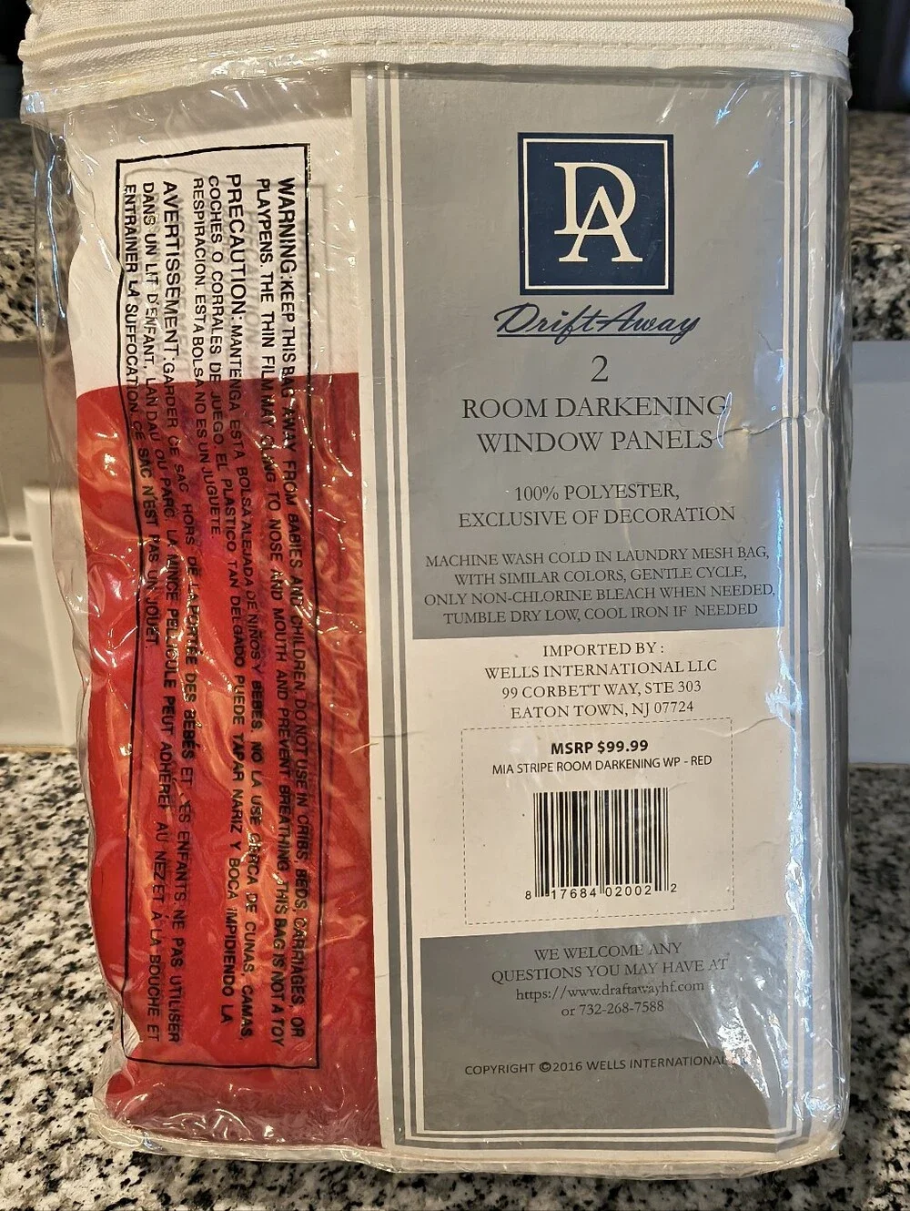 DriftAway Mia Stripe Room Darkening Panels – Red/White (52